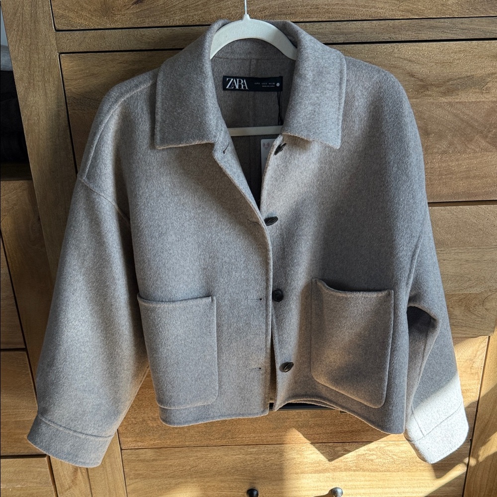 Zara Taupe Wool Blend Jacket - Picture 1 of 8